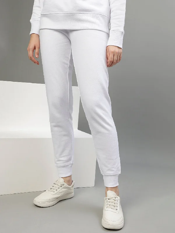 Dkny Women White Solid Regular Fit Trackpants