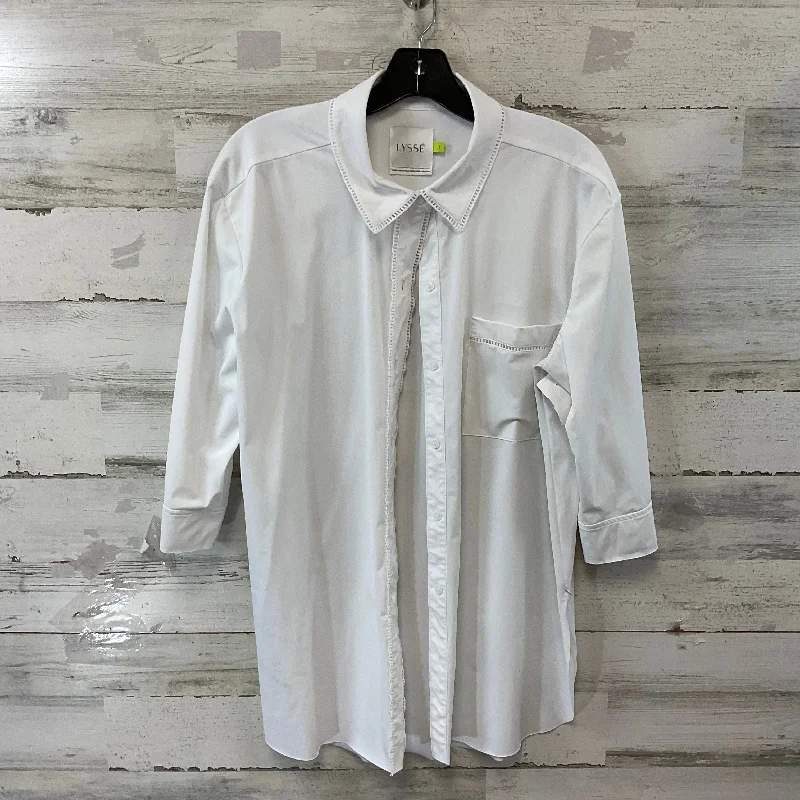 Blouse 3/4 Sleeve By Lysse In White, Size: L