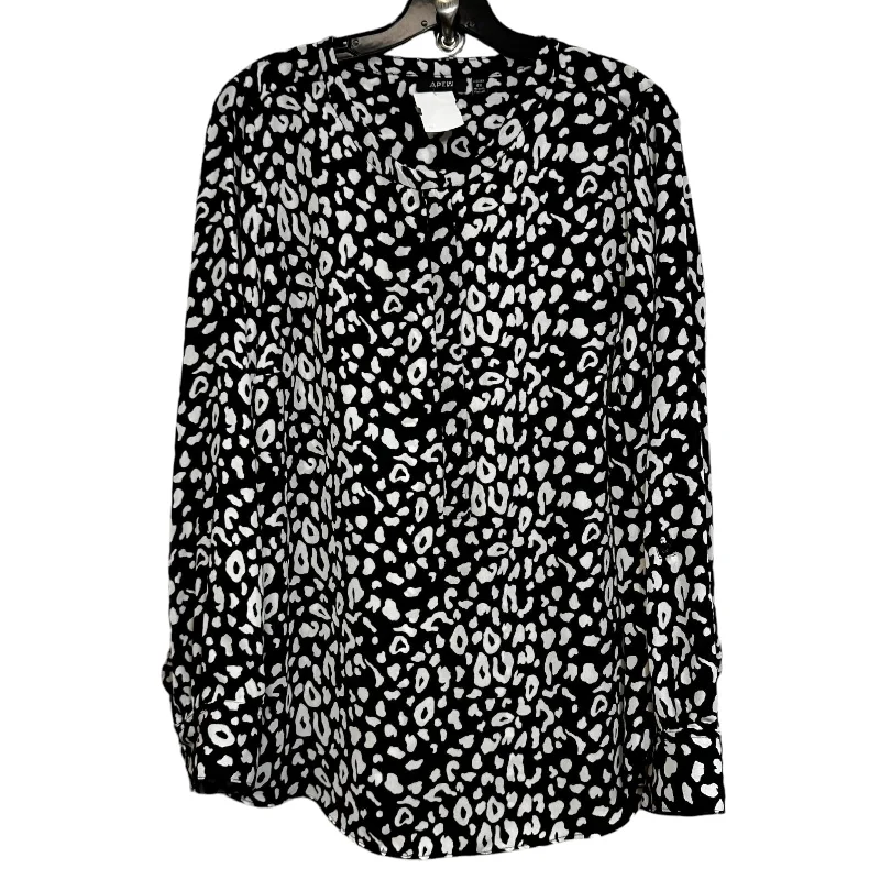 Blouse Long Sleeve By Apt 9 In Print, Size: Xxl