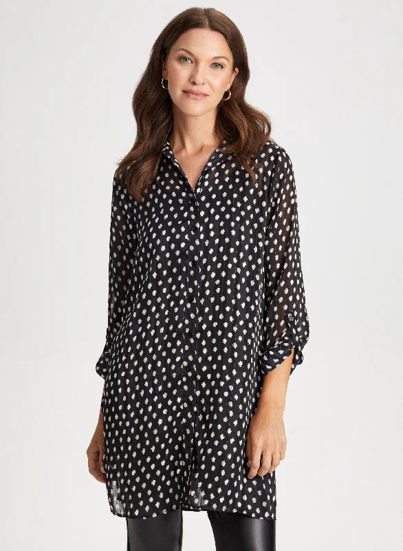 Button Down Dot Motif Tunic