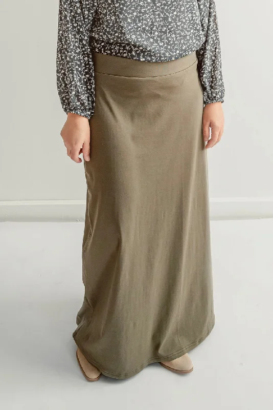 Camille Maxi Knit Skirt in Dusty Olive