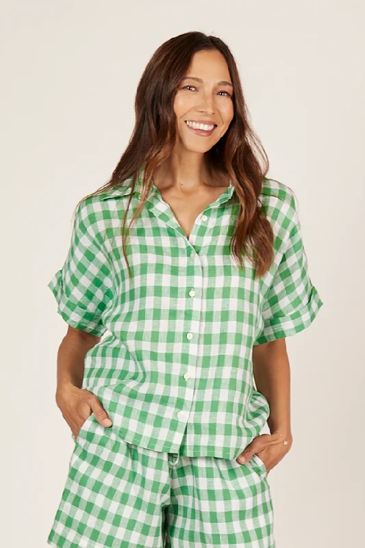 Carmen Linen Shirt in Treviso Green