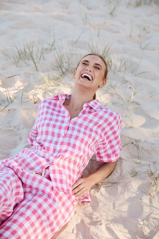 Carmen Linen Shirt in Treviso Pink