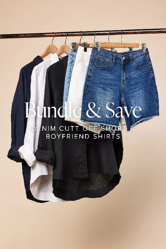 The Denim Shorts & Boyfriend Shirt Bundle