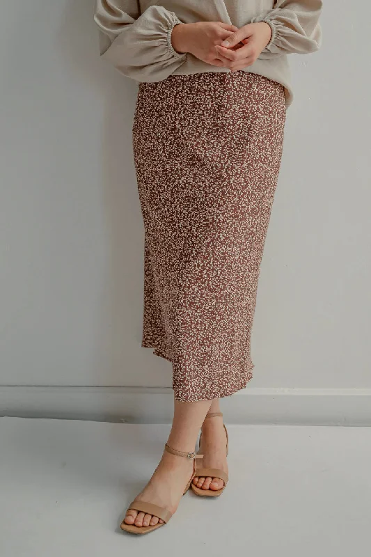 Geneva Floral Midi Skirt in Cinnamon