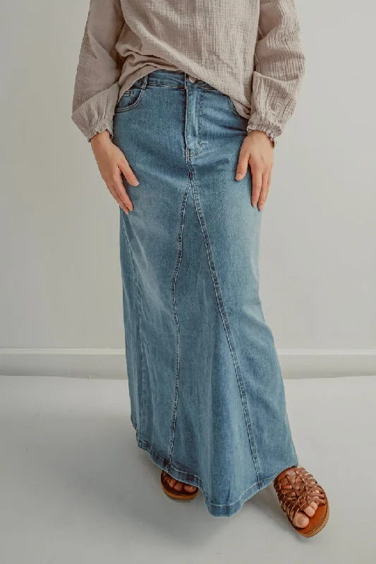 Jayden A-line Maxi Denim Skirt