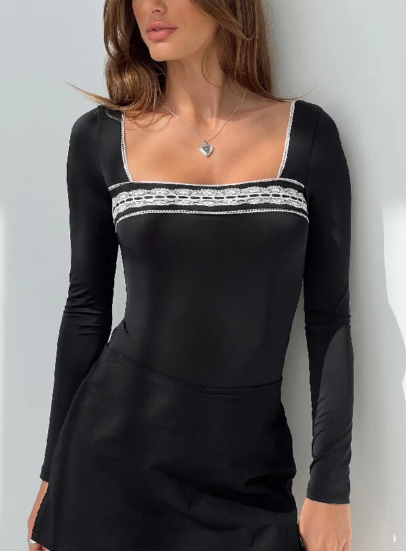 Keating Long Sleeve Bodysuit Black