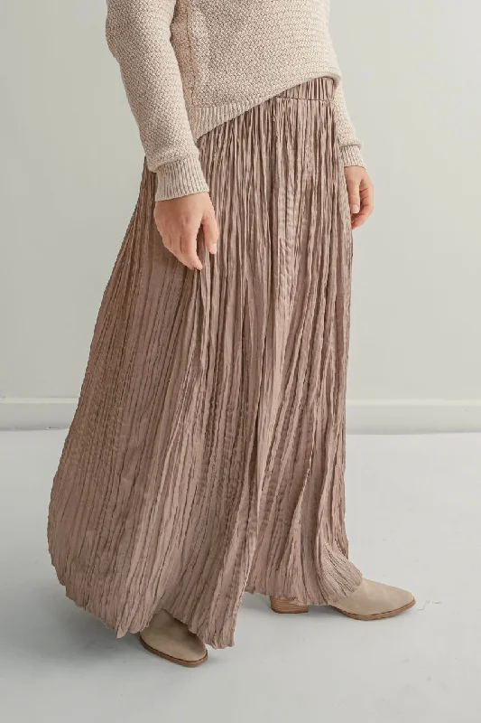 Marietta Pleated Maxi Skirt in Mocha