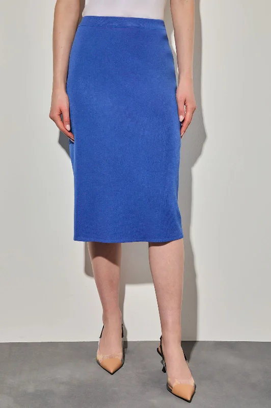 Plus Size Below the Knee Straight Knit Skirt