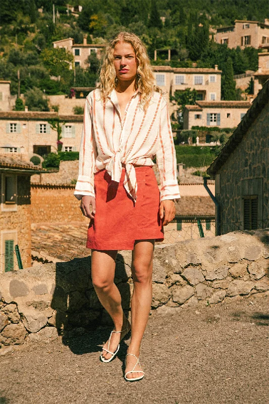 SOLLER Mini Skirt - paprika linen