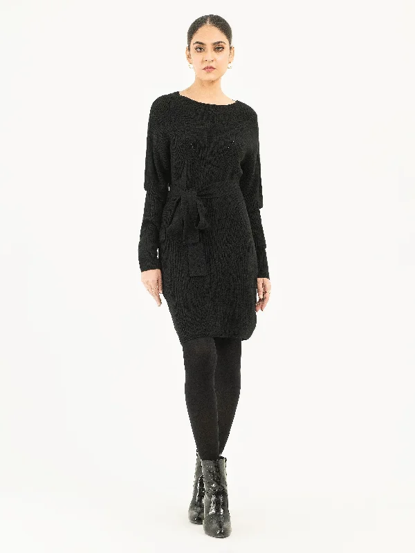 Belted Woolen Dress