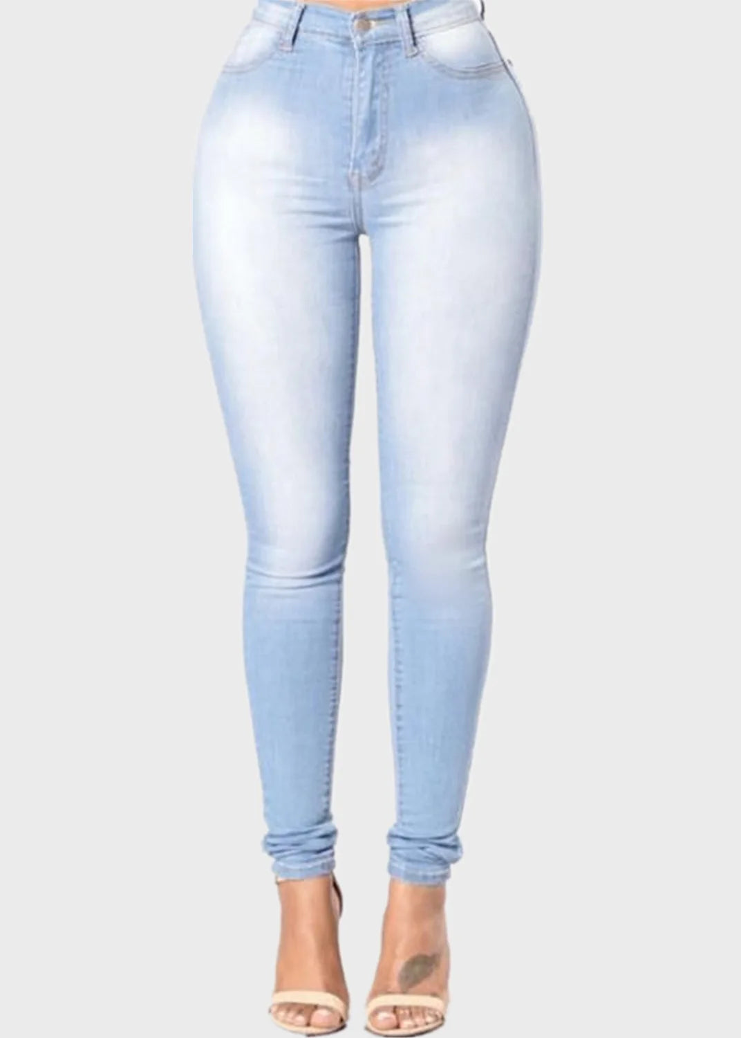 Amy Fashion - Blue Women High Waist Slim Fit Denim Pencil Pants Vintage Bootcut Pull-on Skinny Jean