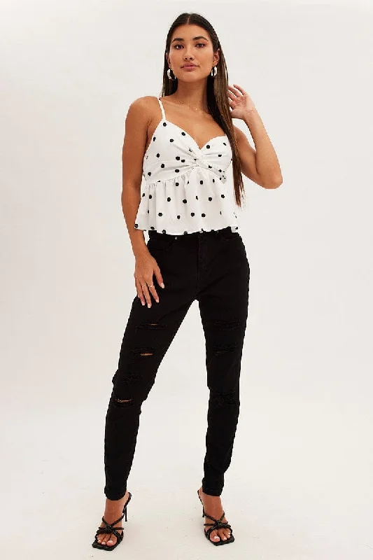 Black Skinny Denim Jeans High Rise