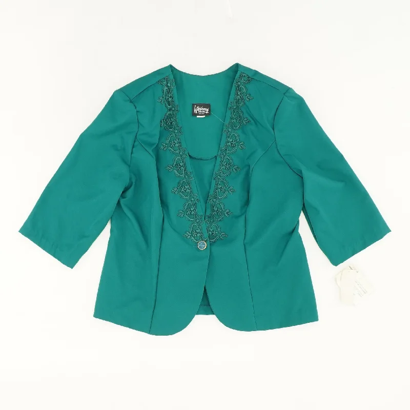 80's Teal Embroidered Single Breasted Blazer