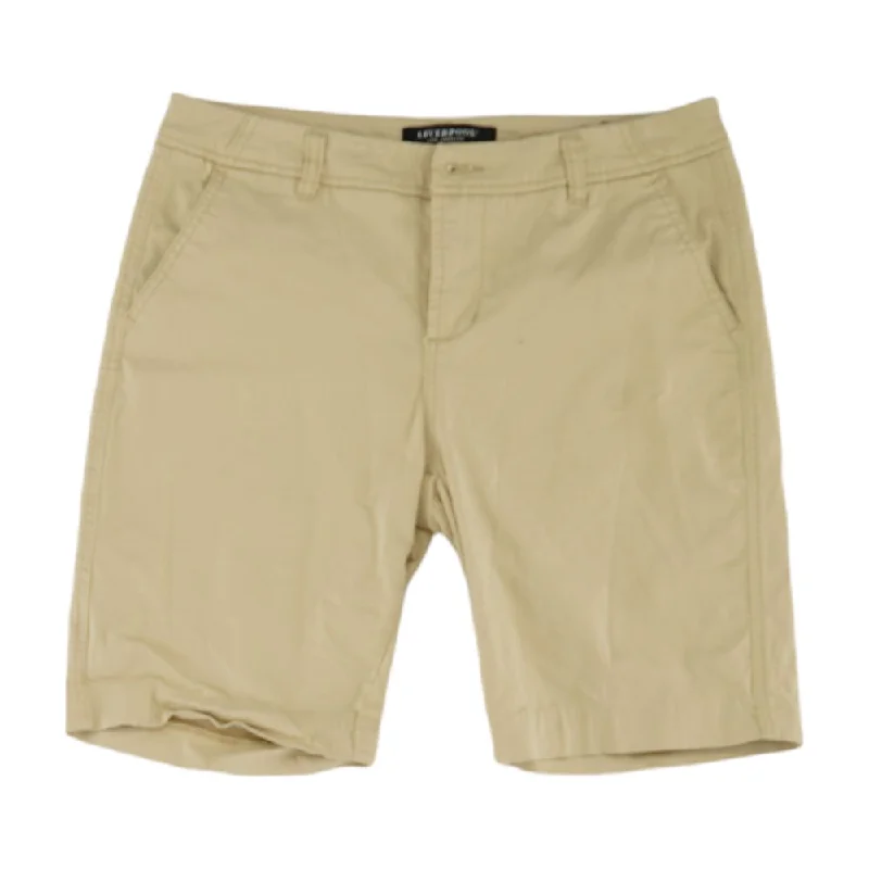 Beige Solid Khaki Shorts