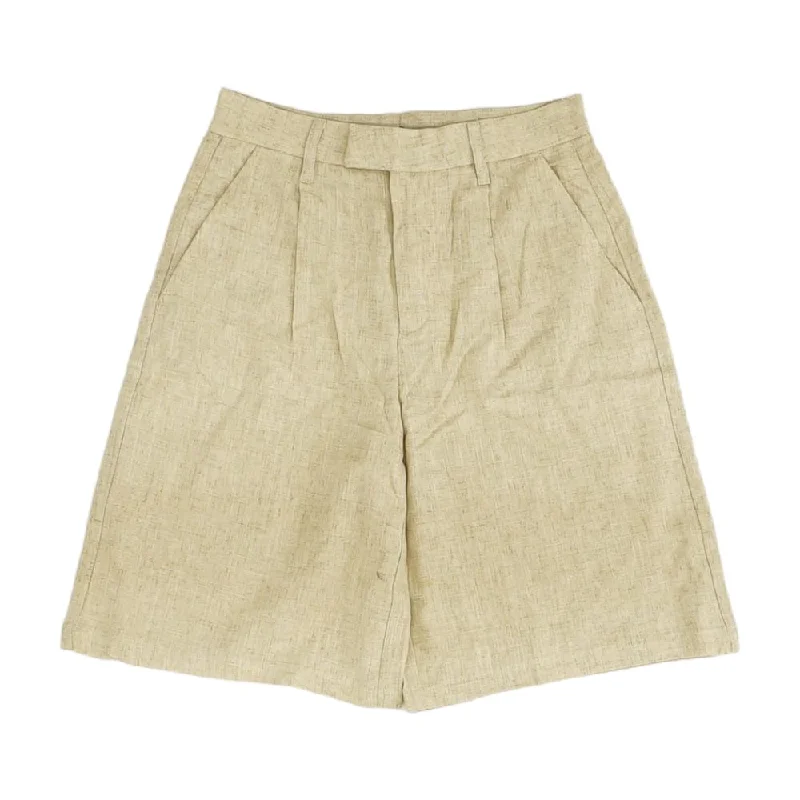 Beige Solid Shorts