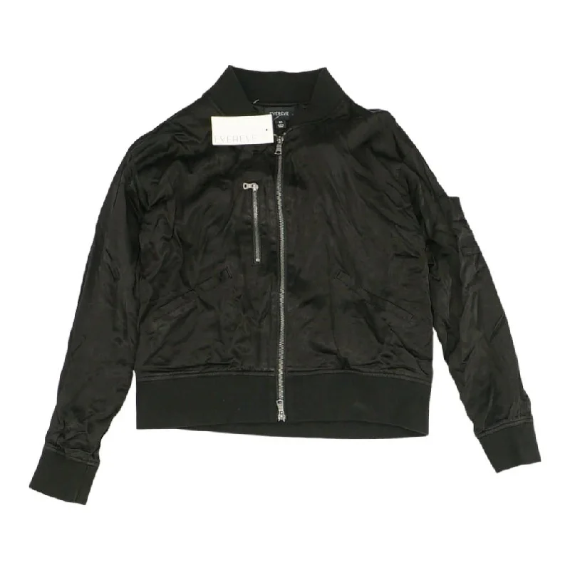 Black Solid Bomber Jacket