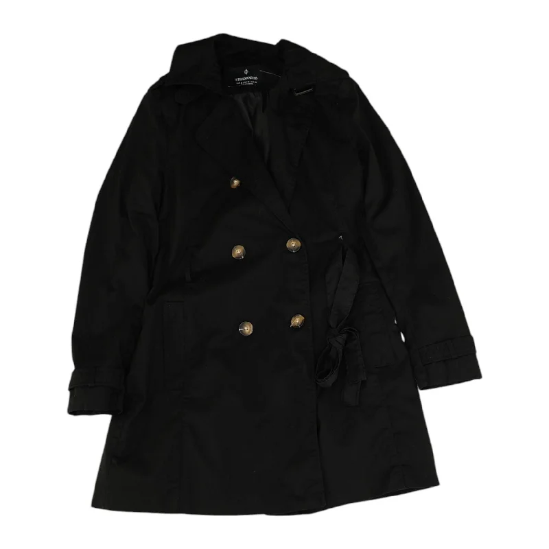 Black Solid Peacoat Jacket