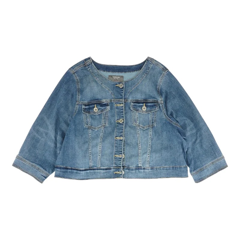 Blue Solid Denim Jacket