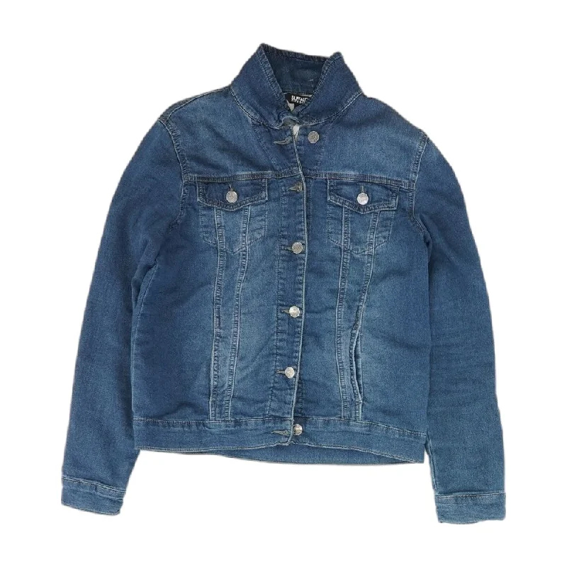 Blue Solid Denim Jacket