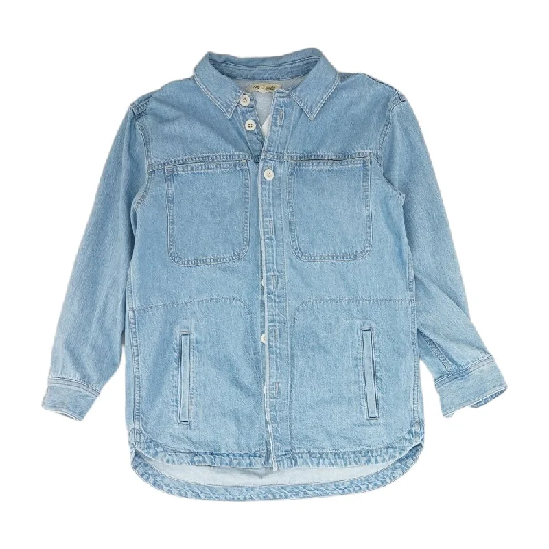 Blue Solid Denim Jacket