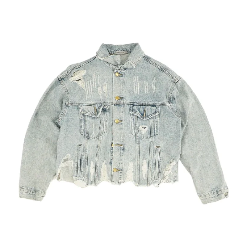 Blue Solid Denim Jacket