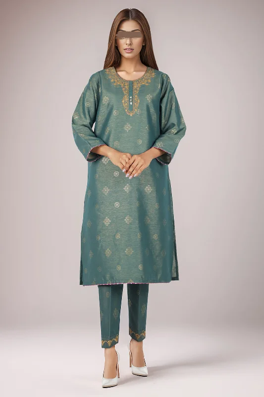 Embroidered Cotton Jacquard Stitched 2 Piece (Shirt/Trouser)