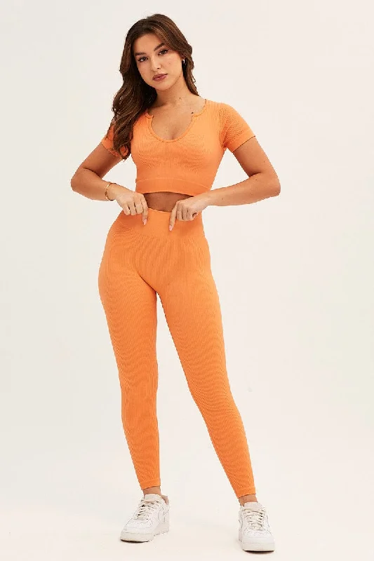 Orange Activewear High Rise Legging Seamless