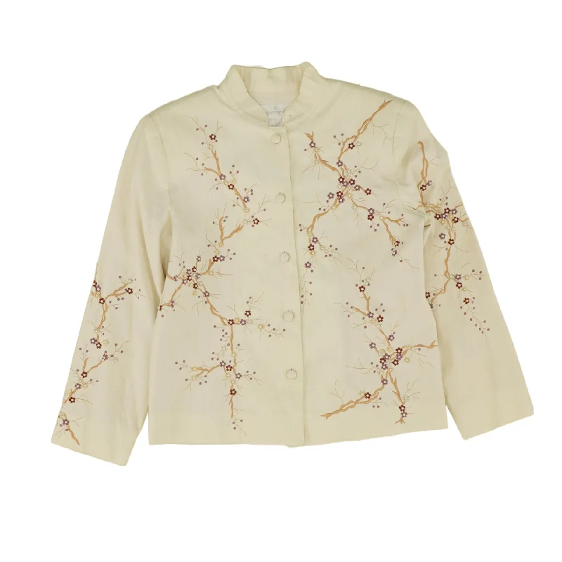 Vintage Cherry Blossom Single-Breasted Blazer