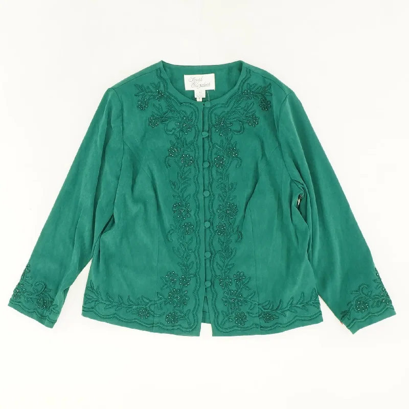 Vintage Embroidered Green Beaded Blazer