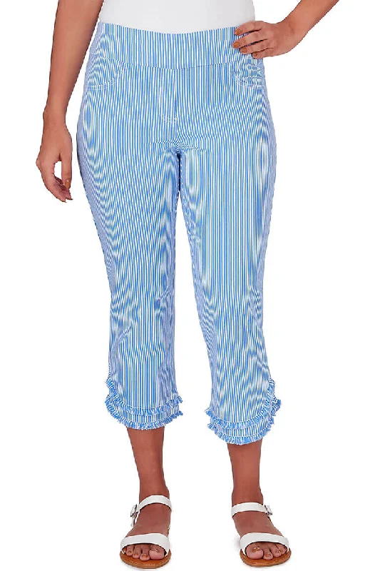 Bali Blue Pinstripe Denim Capri Pant