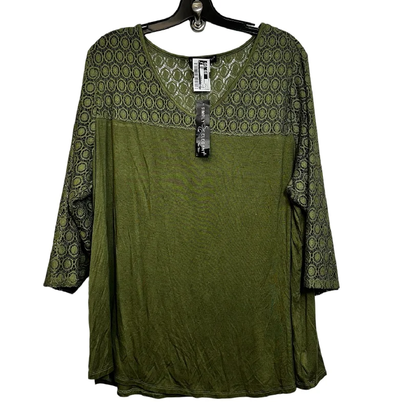 Top 3/4 Sleeve By Cme In Olive, Size: 2x