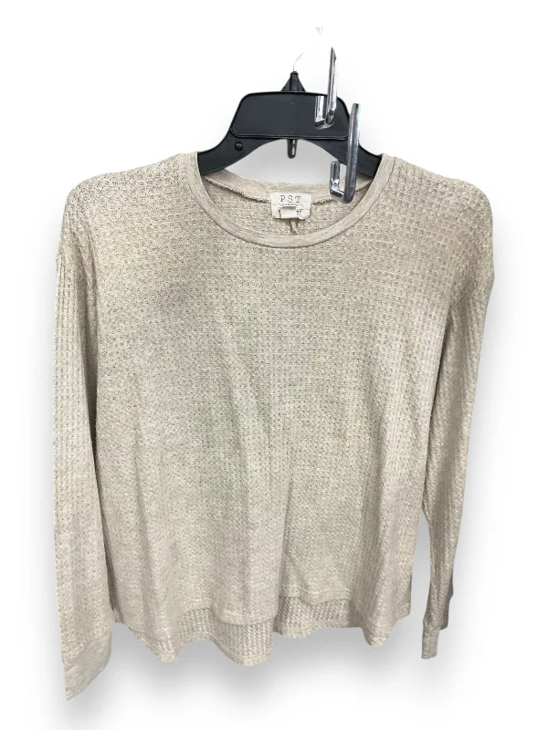 Top Long Sleeve Basic By Clothes Mentor In Beige, Size: L