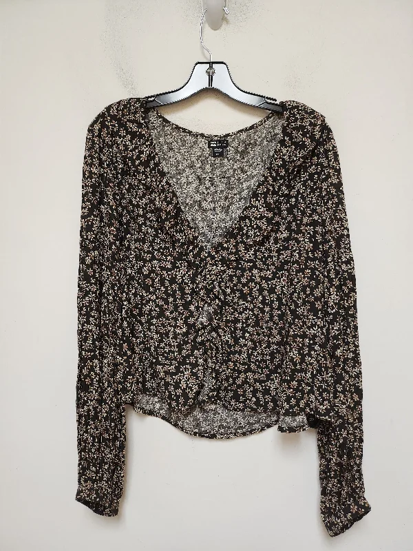 Top Long Sleeve By Billabong In Floral Print, Size: L