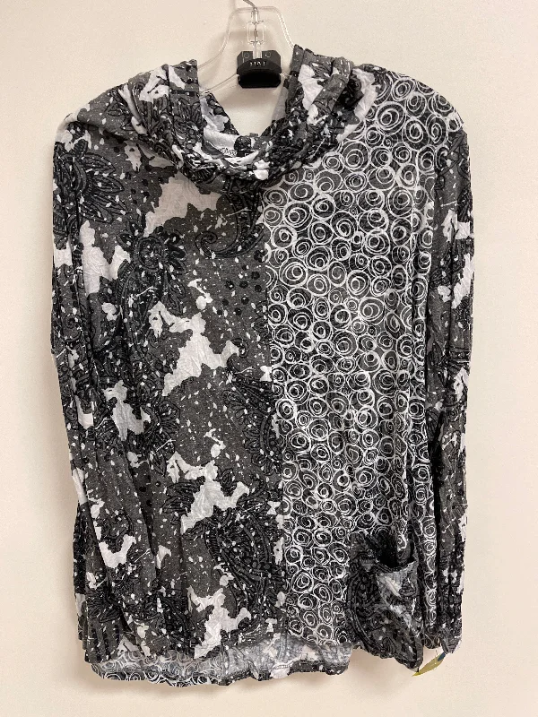 Top Long Sleeve By Clothes Mentor In Grey & White, Size: L