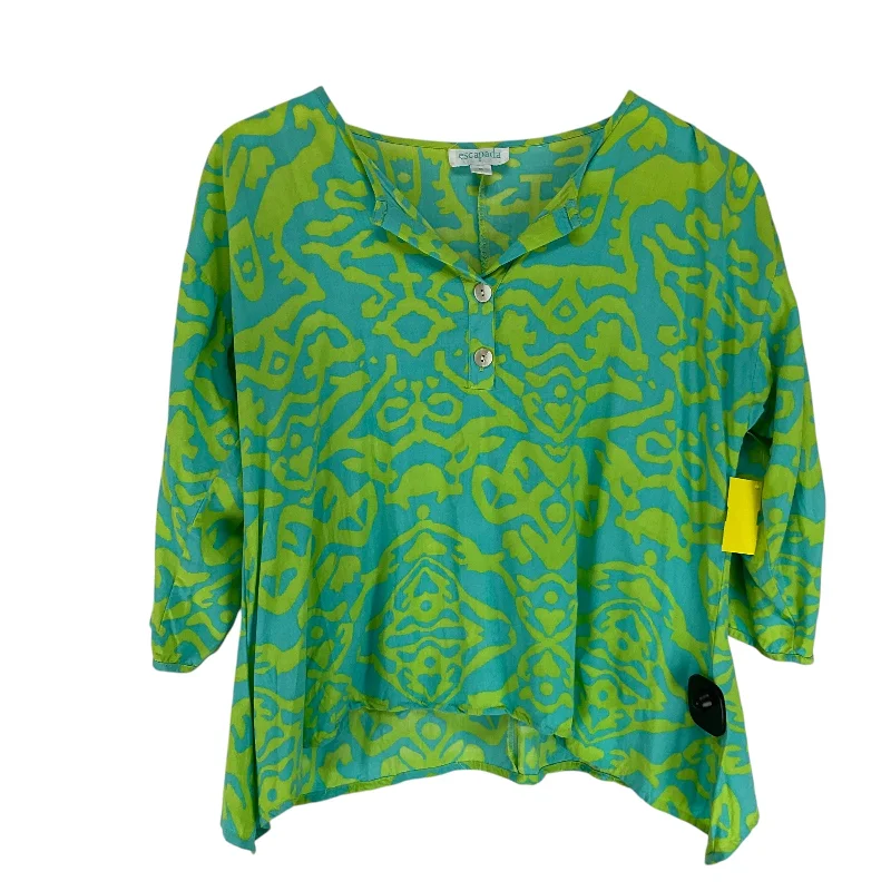 Top Long Sleeve By Escapada Living In Blue & Green, Size: S