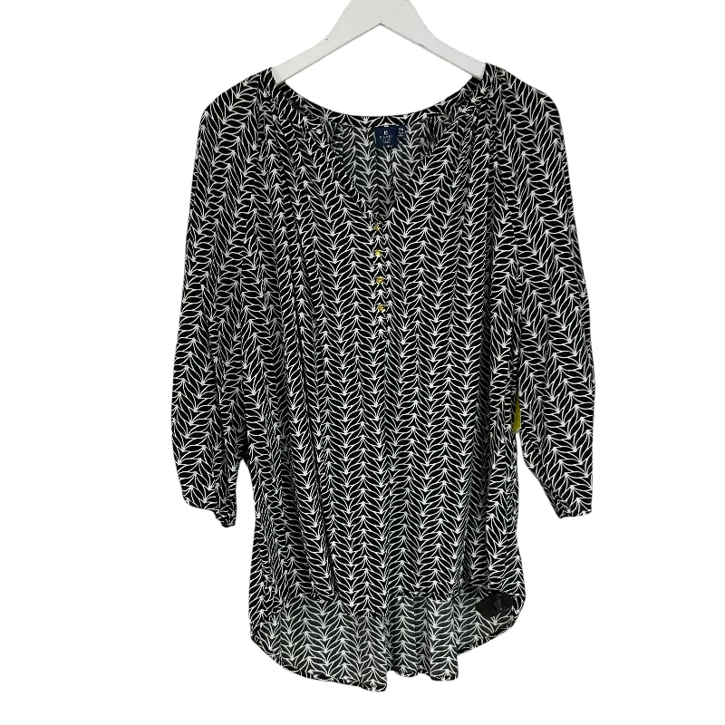 Top Long Sleeve By Kaari Blue In Black, Size: 3x