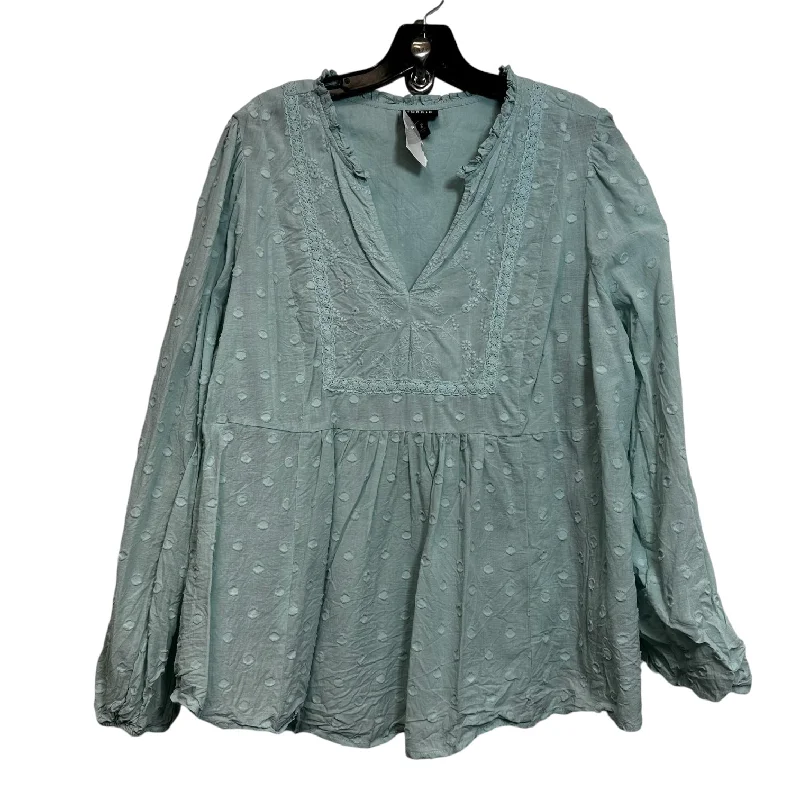 Top Long Sleeve By Torrid In Aqua, Size: 2x