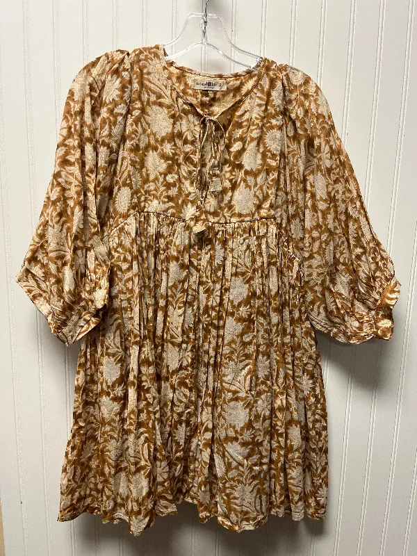 Tunic 3/4 Sleeve By Natural Life In Brown & Cream, Size: S