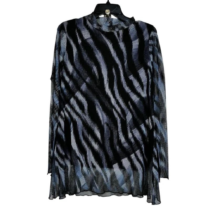 Tunic Long Sleeve By Clothes Mentor In Black Blue, Size: M