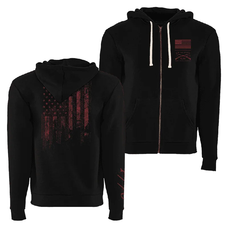 1776 Flag Full-Zip Hoodie - Black