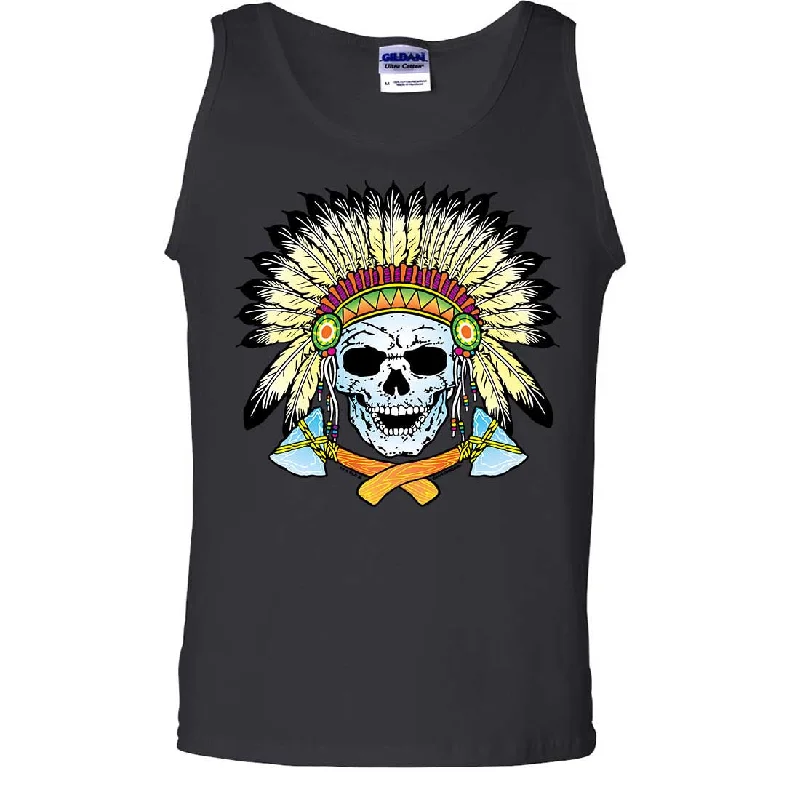 Native American Indian Skeleton Tomahawk Chief Asst Colors Tank Top