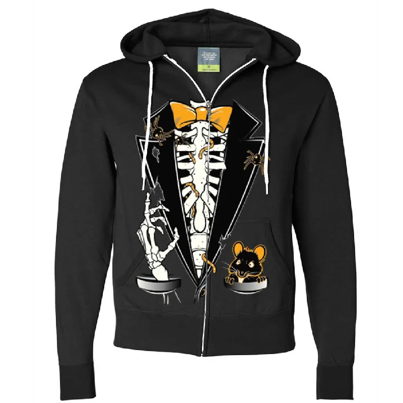 Skeleton Ribcage Tuxedo Zip-Up Hoodie