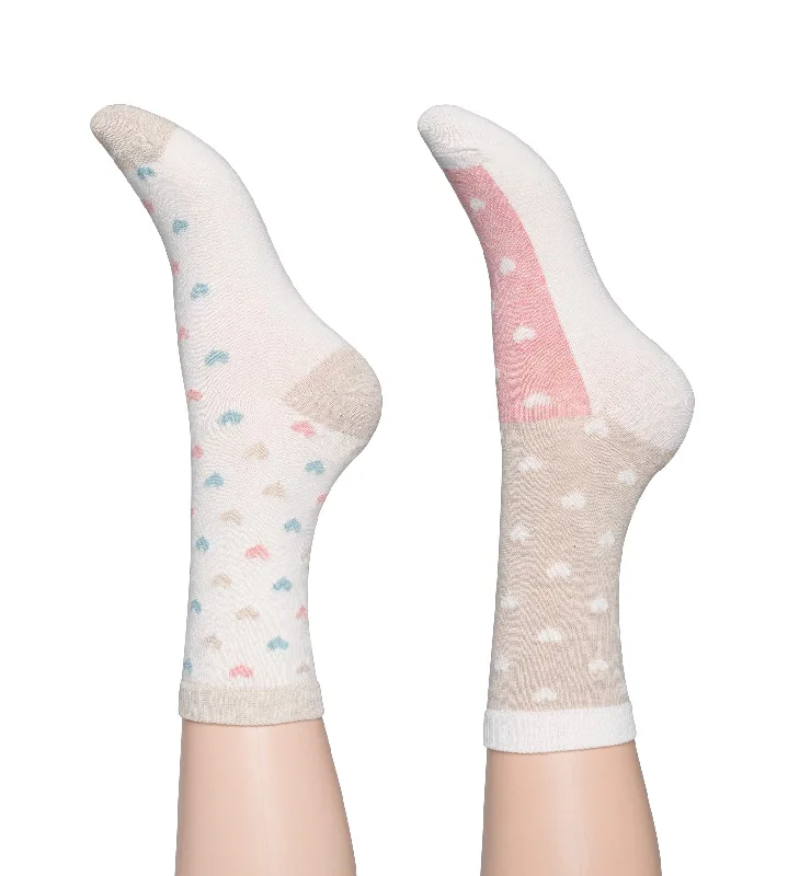 Charnos Cotton Rich Heart Patterned Ankle Socks 2 Pair Pack