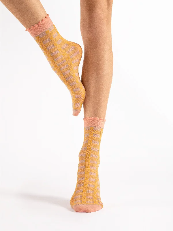 Fiore Sunny Patterned Ankle High Socks 15 Denier