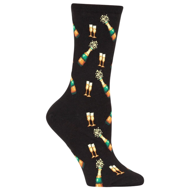 Hot Sox Womens Champagne Bottles Crew Socks