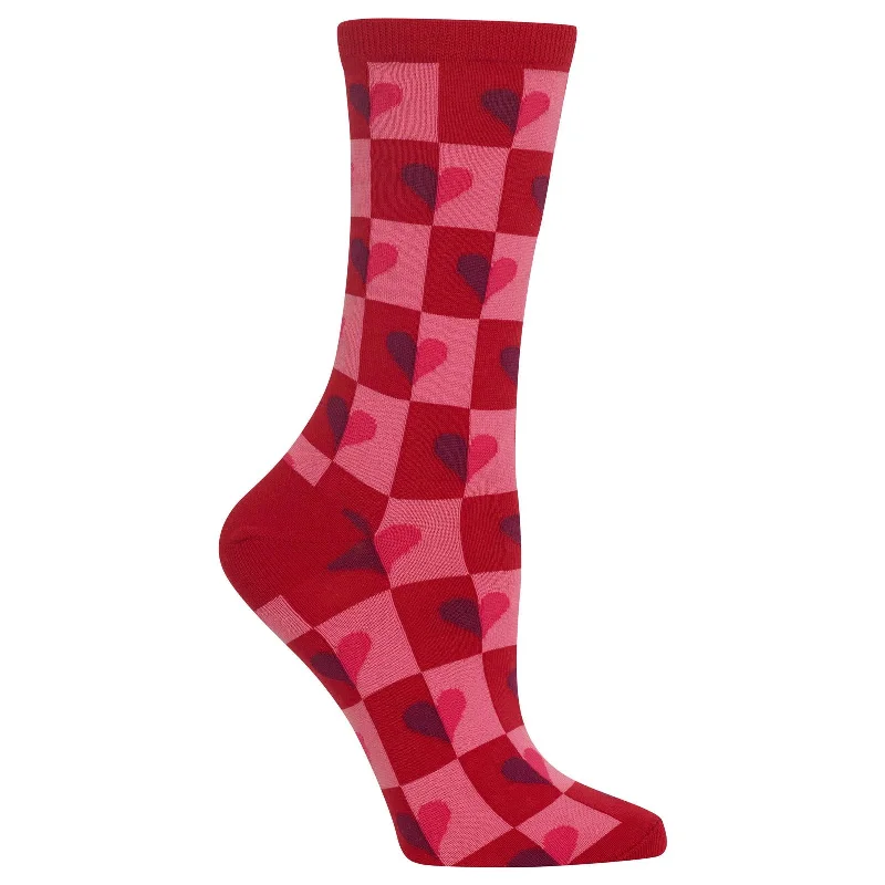 Hot Sox Womens Half Hearts Crew Socks