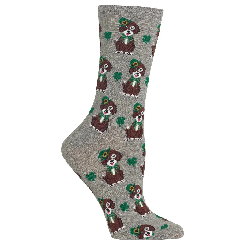 Hot Sox Womens St Patricks Day Dog Crew Socks